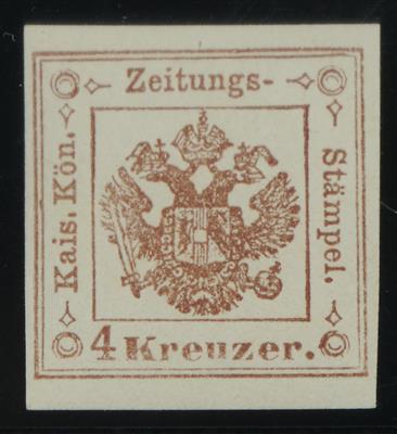 ** - Österr. Zeitungsstempelm. Nr. 4 (4 Kreuzer) vollrandiges Luxusstück, - Francobolli