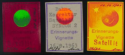 ** - Schmiedl - Raketenpost - reichh. Partie Vignetten für Weltraumereignisse meist der 1960er, - Briefmarken