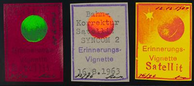 ** - Schmiedl - Raketenpost - reichh. Partie Vignetten für Weltraumereignisse meist der 1960er, - Stamps