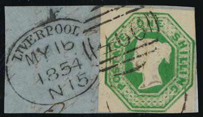 Briefstück - Großbritannien Nr. 7 (1 Sh mattgelbgrün) viereckig, - Stamps