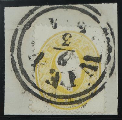 Briefstück - Österr. Nr. 18 in seltener Farbe senfgelb auf Briefstück, - Briefmarken