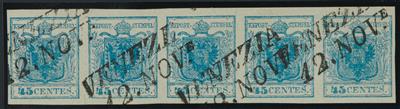 gestempelt - Lombardei-Venetien Nr. 5H Ty I dunkelblau, - Stamps