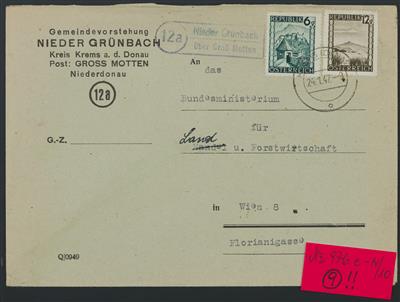 Poststück - Österr. ca. 150 versch. Postablagen v. N.Ö. Nord (inkl. Bez. Krems) aus Monarchie bis 1958, - Briefmarken