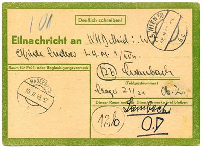 Poststück - Partie D. Feld- und POW Post WK II, - Stamps