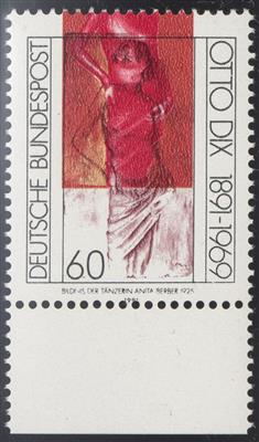 ** - BRD Nr. 1572 (OTTO DIX) mit stark verschobenem Rotdruck, - Francobolli