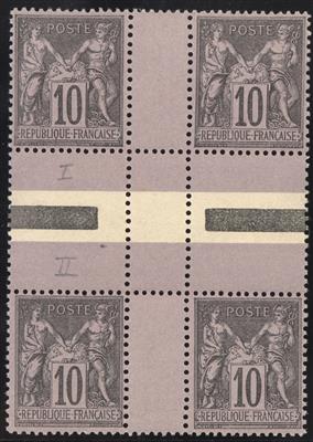 ** - Frankreich Yvert Nr. 103 b im Zwischensteg - Viererblock (Ty. I mit II), - Briefmarken