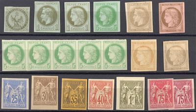 **/*/gestempelt/(*)/Briefstück - Kleine Partie Frankreich aus 1871-1939 mit etwas Franz. Kolonien aus 1859/86, - Francobolli