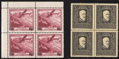 **/* - Partie Liechtenstein ca. 1925/1939 in Viererblöcken mit Nr. 72/81, - Stamps