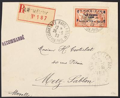 Briefstück - Frankreich Nr. 239 (Le Havre 1929) mit entsprechendem Sonderstempel auf Rekobrief-Vorderseite, - Stamps