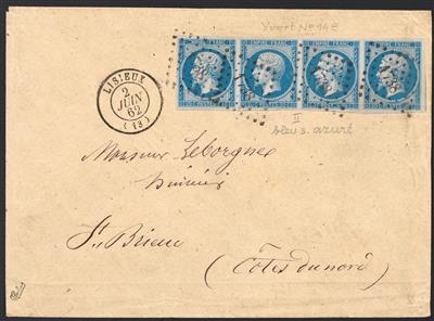 Frankreich Poststück - 1859/62 20 C. blau - Stamps