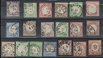 gestempelt - Deutsches Reich - 1872 Kl. u. gr. Brustschild - Nr. 1/3,6/8,10,11 (tls. nachgez.),16, - Briefmarken