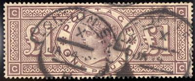 gestempelt - Großbrit. Nr. 85 (1 Pf) m. zwei Stpln. "LONDON/JA/.4", - Briefmarken