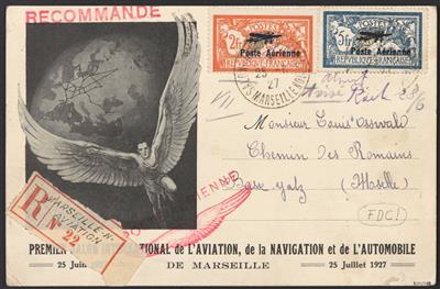 Poststück - Frankreich Nr. 220/21 auf rekommandierter Sonderkarte mit Sonderstempel vom 1 verwendungstag, - Stamps