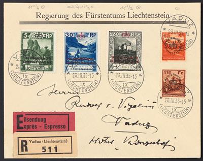 Poststück - Liechtenstein - Kl. Partie Poststücke mit Dienstmarkenfrankaturen, - Francobolli