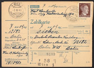 Poststück - 5 Überroll-Anweisungen nach BERLIN Ende März/Anfang April aus WIEN, - Stamps