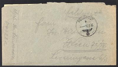 Poststück - Feldpostbrief aus Libau/KURLAND der Frontleitstelle nach Wien + Vignette der gemischten Flak Abteilung 645/v, - Stamps