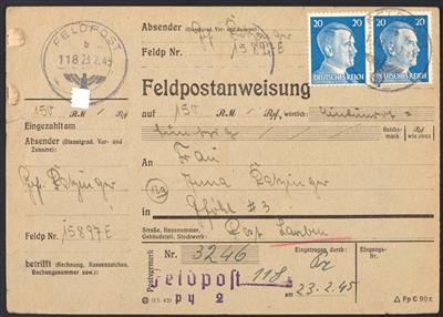 Poststück - Frankierte Feldpostanweisung - Briefmarken