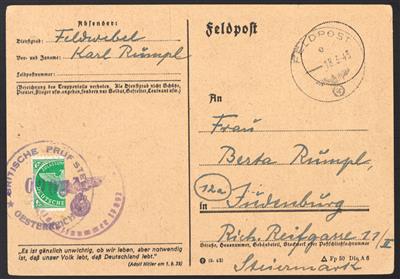 Poststück - Kurland Halbierung auf Feldpostkarte vermutlich aus Goldingen, - Stamps