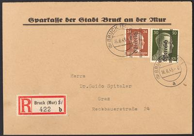 Poststück - Österreich 1945 - 4 phil. Postbelege mit Grazer Aushilfsausgabe, - Briefmarken
