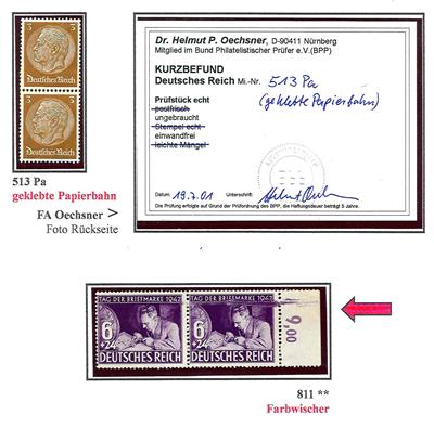 **/* - D.Reich - Partie Abarten und Plattenfehler ab ca. 1934 u.a. mit Verzähnungen, - Briefmarken