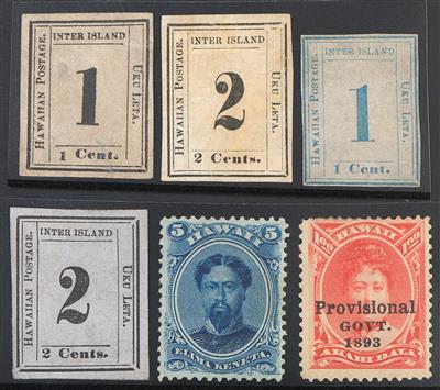 */(*)/gestempelt - Sammlung Hawai Ausg.1853/1899 mit Dienstm. Nr. 1/6*, - Stamps