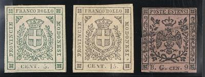 */(*)/gestempelt - Sammlung  MODENA 1852/59 - u.a. Nr. 7, - Briefmarken