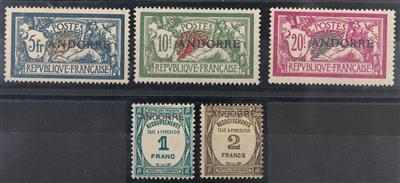 */** - Schöne Sammlung Andorra (franz. Post) Ausg. 1931/55 mit Portom., - Briefmarken