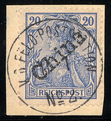 Briefstück - D. Auslandspostämter- D. Post in China Nr. 11 mit Entwertung der K. D. Feldpoststation No 2, - Briefmarken