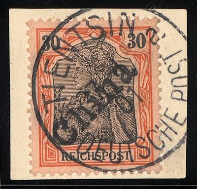 Briefstück - D. Auslandspostämter- D. Post in China Nr. 12 mit Entwertung von Tientsin vom 27.1. 1901, - Briefmarken