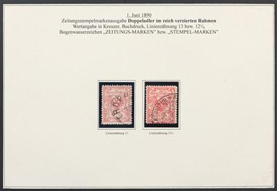 gestempelt/Briefstück/Poststück - Österr. Monarchie - Sammlung Zeitungsstempelm. u.a. mit Bogenproben, - Stamps