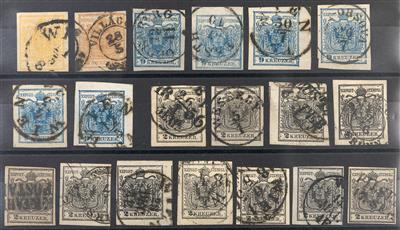 gestempelt - Österr. Monarchie - kl. Partie Ausg. 1850 mit Nr. 1 (8), - Briefmarken