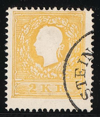 gestempelt - Österr. Nr. 10I dunkelgelb mit Teilabschlag des Stempels "STEIN(SCHÖNAU)", - Briefmarken