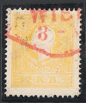gestempelt - Österr. Nr. 10I gelb rotem Teilstempel von Wien (Müller Nr. 3214z), - Briefmarken