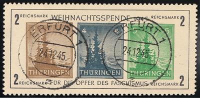 gestempelt - Sowjet. Zone - Block Nr. 1 x mit Entwertung von ERFURT vom 24.12. 1945, - Briefmarken