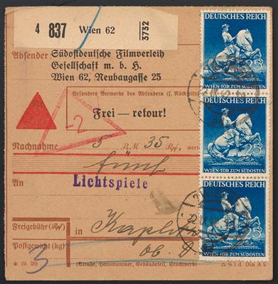 Poststück - Neubau ca. 35 (Nachnahme/ Wert/Dringend/Beutelpost etc.) Paketkarten des 3. Reiches, - Známky