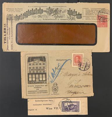 Poststück - Neubau Reichh. Partie Monarchiebelege u. einige Abschnitte nach 1900 über 50 Briefe, - Briefmarken