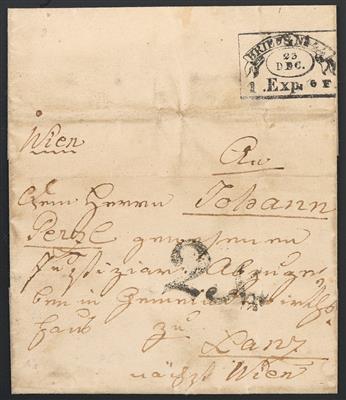 Poststück - Neubau Vorphilatelie 3 Briefe und 1 Recepisse mit Fahnenstempeln 31 (Schottenfeld), - Stamps