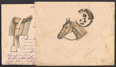 Poststück - Österr. Ausg. 1883 - 4 PFERDE-Zierbriefe, - Stamps