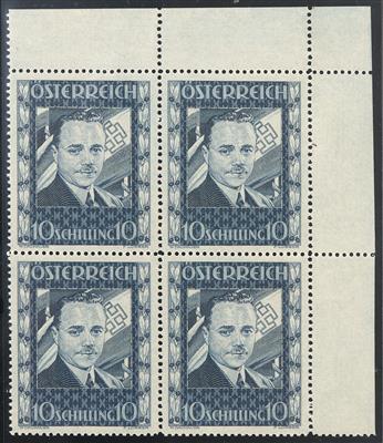 ** - Österr. 10 S Dollfuß postfr. re. oberer Eckrand-Viererbl., - Stamps