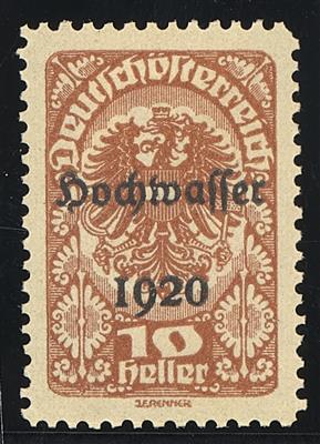 (*) - Österr. 1921 - 10 Heller Hochwasserserie Farbprobe in BHellbraun auf gelblichem Papier (ANK Nr. 341P), - Známky