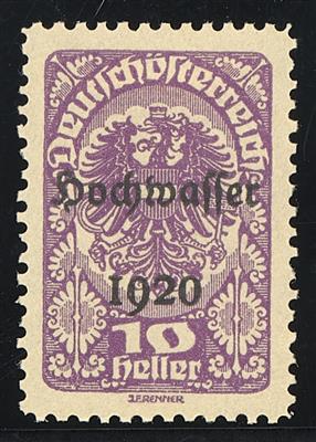(*) - Österr. 1921 - 10 Heller Hochwasserserie Farbprobe in Lila auf gelblichem Papier (ANK Nr. 341P), - Francobolli