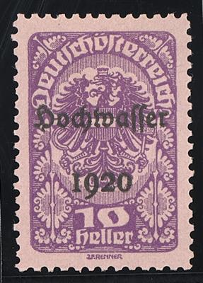 (*) - Österr. 1921 - 10 Heller Hochwasserserie Farbprobe in Lila auf rosa Papier (ANK Nr. 341 P), - Briefmarken