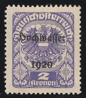 * - Österr. 1921 - 2 Kronen Hochwasserserie Farbprobe in Lila mit Orig. Gummi (ANK Nr. 352 P), - Známky