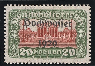 (*) - Österr. 1921 - 20 Kronen Hochwasserserie Farbprobe in Dunkelolivgrün/Rotbraun, - Stamps