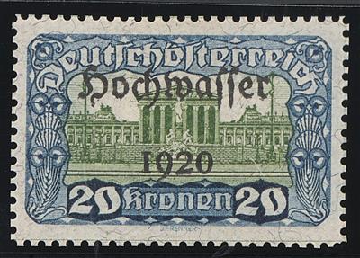 (*) - Österr. 1921 - 20 Kronen Hochwasserserie Farbprobe in Hellblau/Grün, - Briefmarken