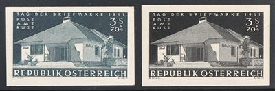 ** - Österr.   ANK. Nr. 1142 U (Tag d. Brfm. 1961) u. 1142 PU in Schwarz, - Briefmarken