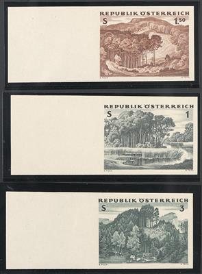 ** - Österr.   ANK. Nr. 1154 U/ 1156 U (Wald) ungezähnte postfr. Prachtrandstücke mit Überrand, - Stamps