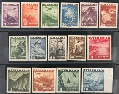 * - Österr. Flugpost 1935 kpl. ungez. (ANK. Nr.598/ 612 U) vorzügl. nachgumm., - Stamps