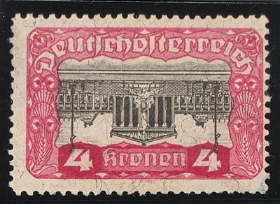 * - Österr. Nr. 287D (4 Kronen Parlament mit KOPFSTEHENDEM   MITTELSTÜCK), - Briefmarken