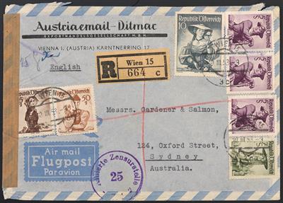 Poststück - Österr. Ausg. Trachten II,10S mit Zufrankatur auf Reko -Expressbrief von Wien nach München, - Známky